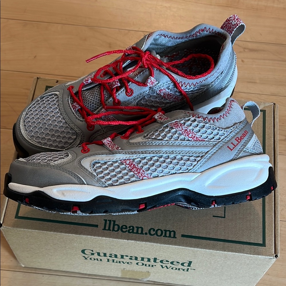 L.L. Bean Gray and Red Sneakers with Sporty Design